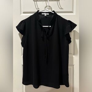 Chic Black Ruffle Sleeve Blouse